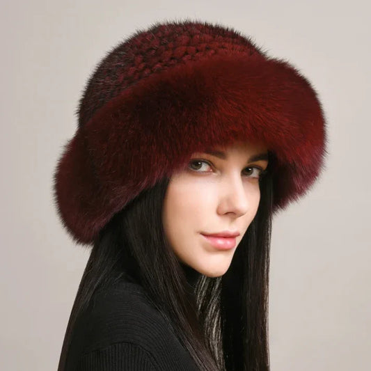 Siberian Aurora - Knitted Mink Fur Hat