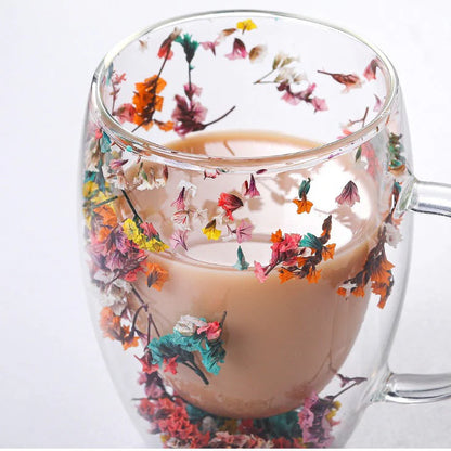 Elegant Blossom Glass Mugs