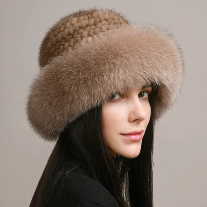 Siberian Aurora - Knitted Mink Fur Hat