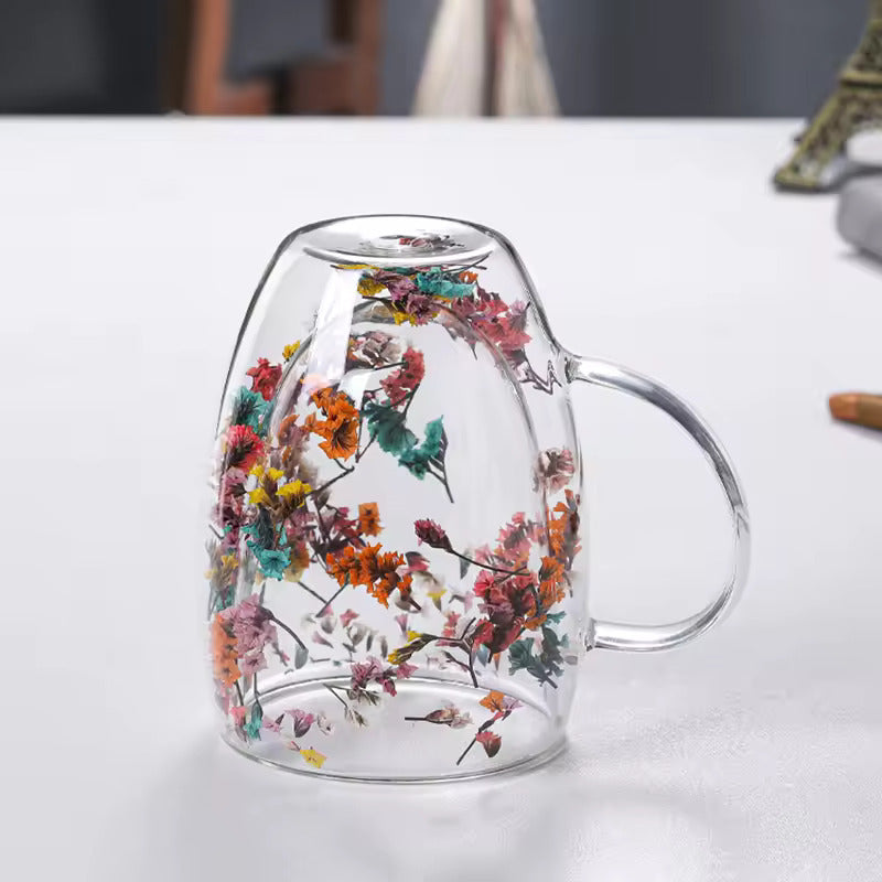 Elegant Blossom Glass Mugs