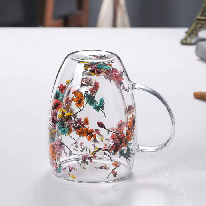 Elegant Blossom Glass Mugs