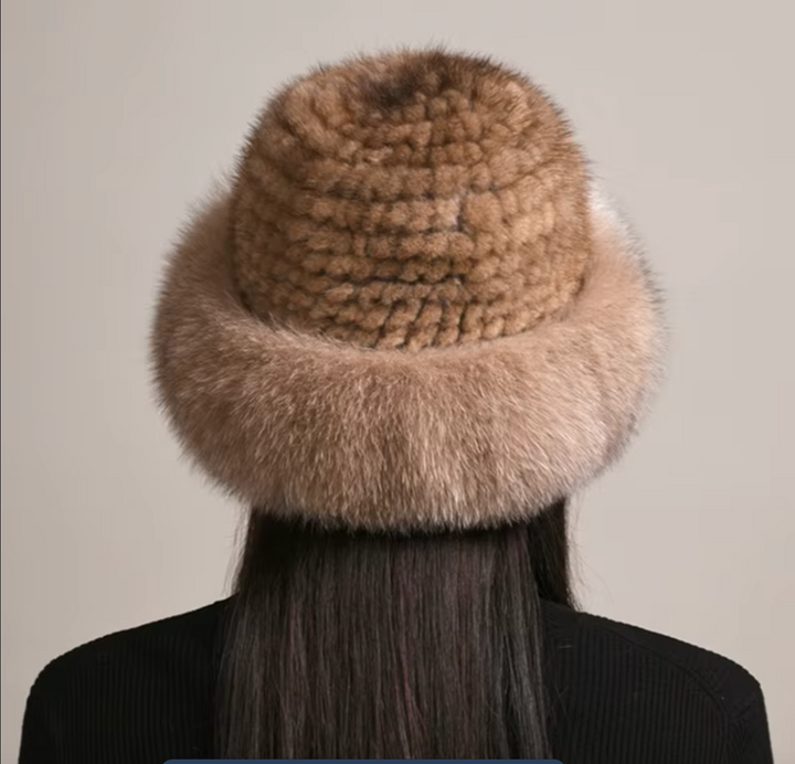 Siberian Aurora - Knitted Mink Fur Hat